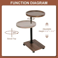 Table d'appoint Mobile pour petit espace, Table d'extrémité ronde roulante à hauteur réglable, bureau d'écriture debout Portable avec roulettes pour maison 6