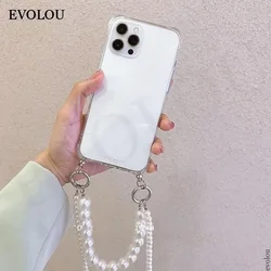 Pearl Chain Crossbody Lanyard Necklace Shockproof TPU Phone Case for honor GT (Clear)