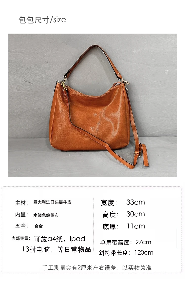 PNDME einfache Designer-Handtasche aus echtem Leder für Damen mit großem Fassungsvermögen, Wochenend-Handtasche aus pflanzlich gegerbtem Leder – Detail 1
