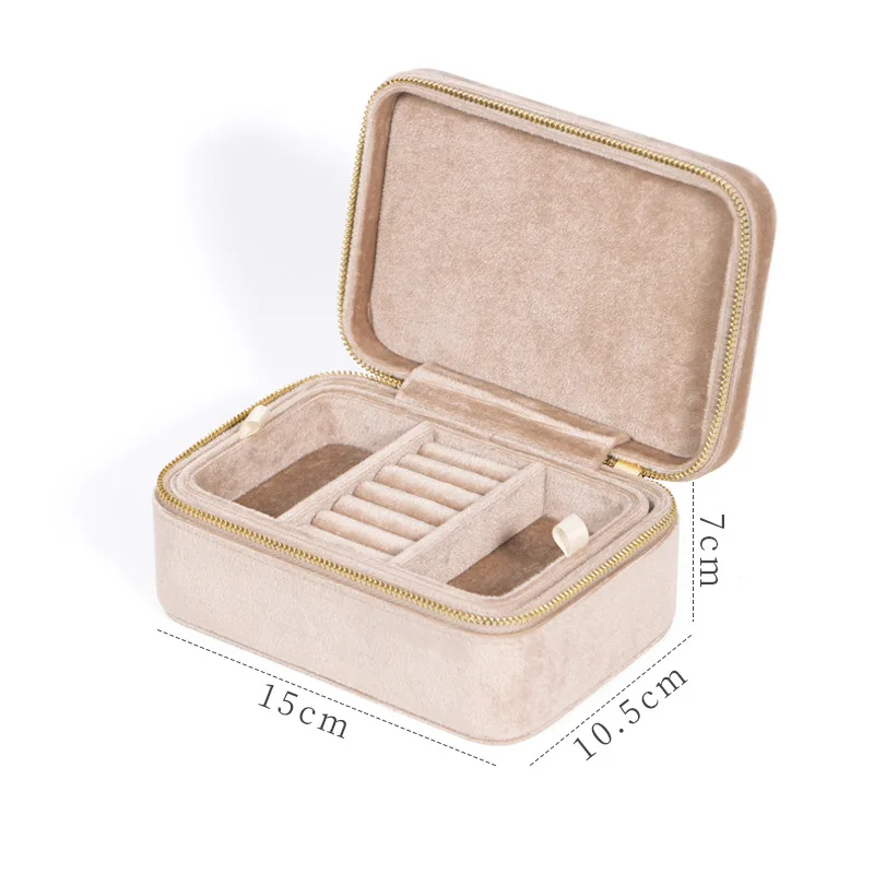 Velvet Rectangular Flannel Jewelry Storage Box Portable Jewelry Organizer Box Rings Earrings Necklace Display Jewelry Box