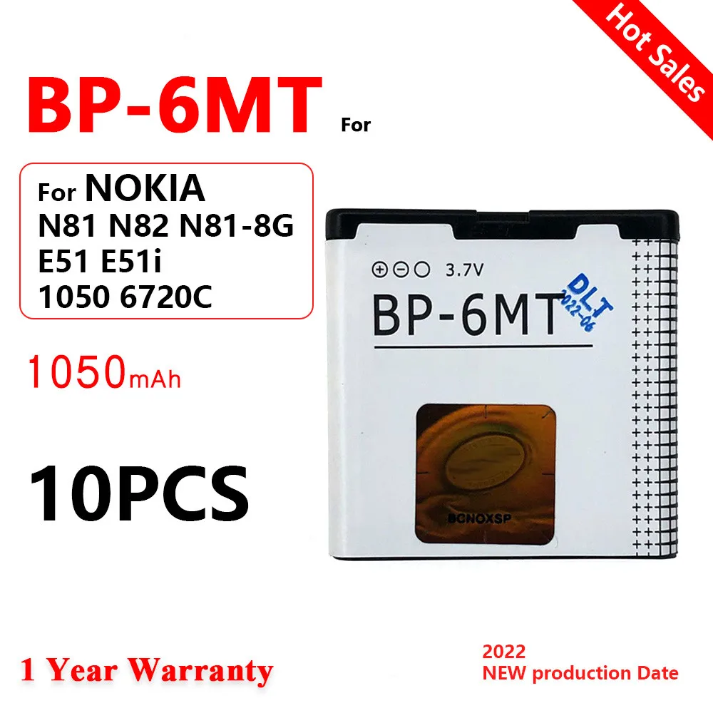 Bp-6Mt Batteria Ricaricabile Bp6Mt Per Nokia N81 N82 N81-8G E51 E51I 6720 6720C Bp 6Mt Batteria Accumulatore Per Cellulare 1050Mah