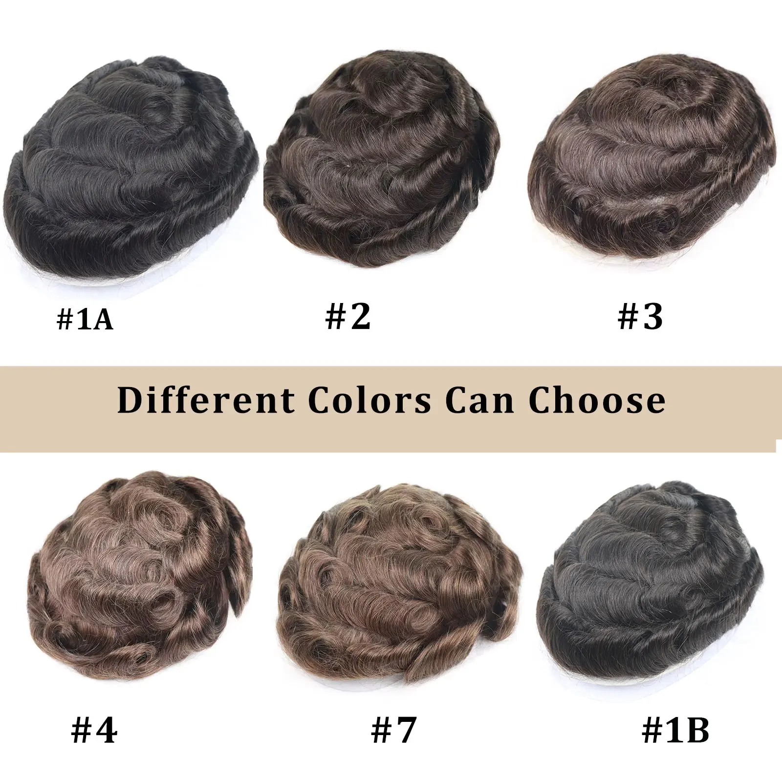 Full Skin PU Men's V Loop Human Hair Toupee 0.08MM