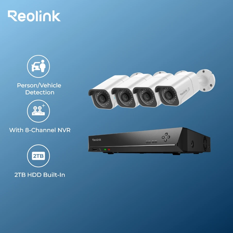 REOLINK 防犯カメラ PoE給電 1200万画素監視カメラ 人/車/検知