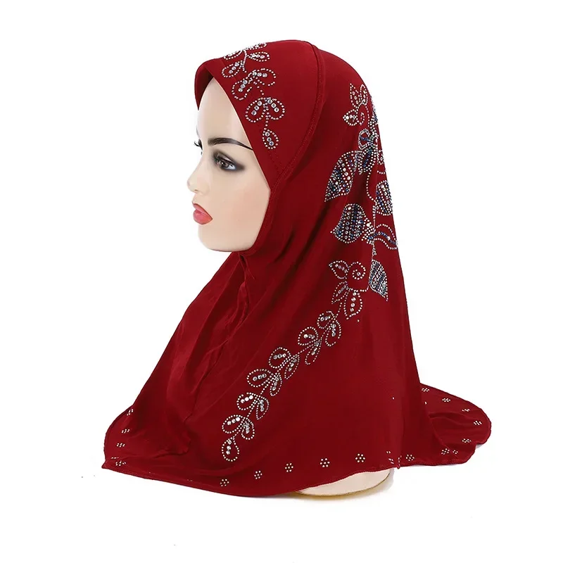 Muslim Islam Crystal Headscarf Hijabs Cap for Women Girl Cotton Long Scarf Wrap  jersey  hijabs for woman