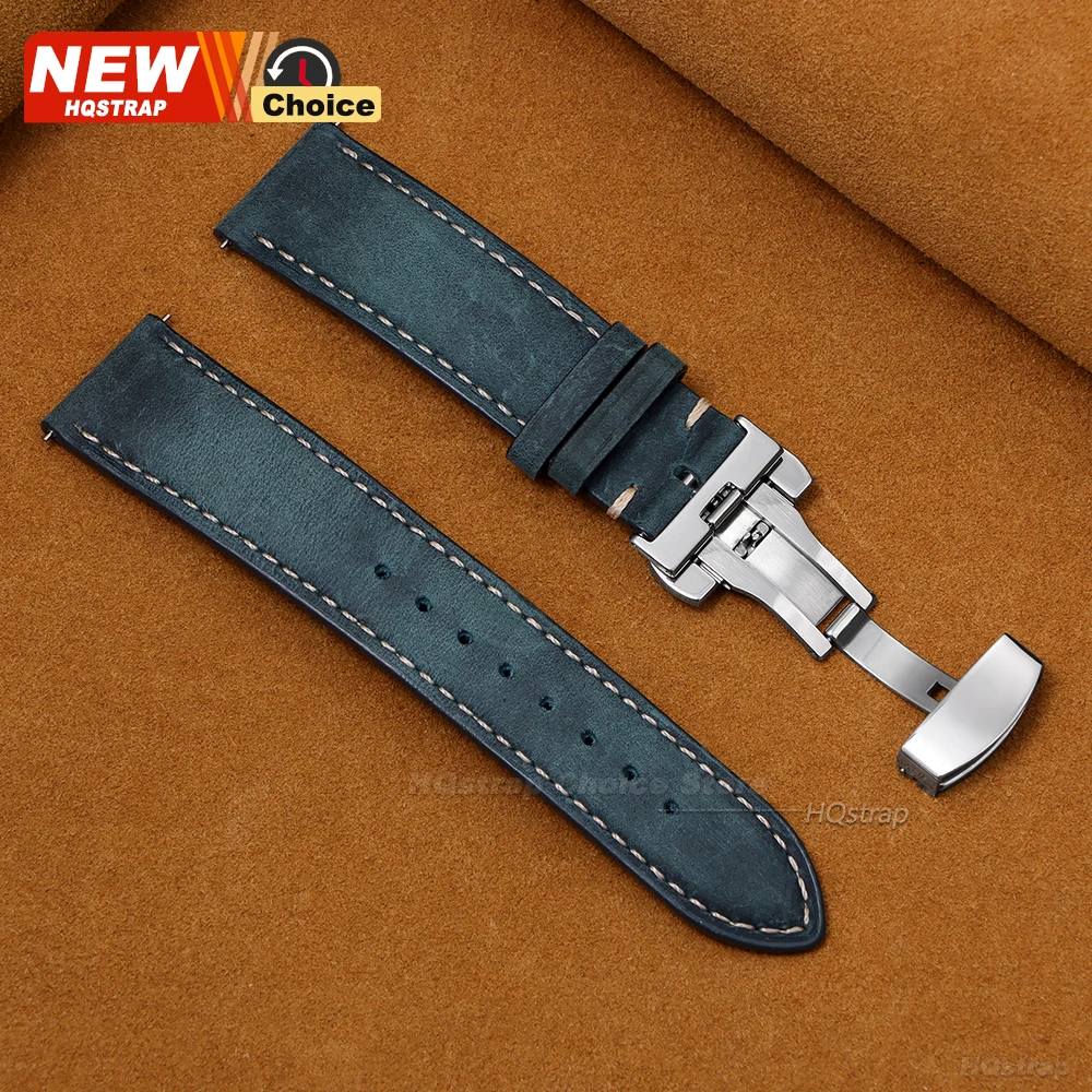 Elegant Genuine Leather Butterfly Clasp Watchband - Premium Strap Wristband Accessories