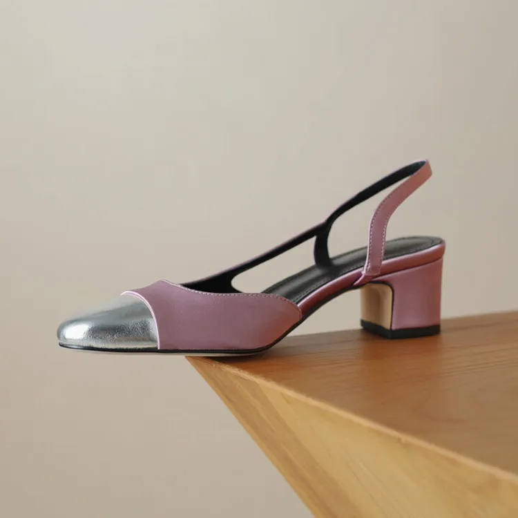 

Очаровательные фиолетовые шелковые женские сандалии с ремешком на пятке, серебристые кожаные туфли-лодочки, шикарные дизайнерские женские сандалии на высоком квадратном каблуке