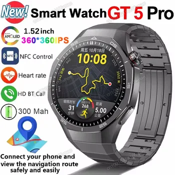2025 Nuovo GPS NFC GT5 Pro Astuto Della Vigilanza Degli Uomini HD AMOLED Schermo Frequenza Cardiaca Chiamata Bluetooth IP68 Impermeabile Uomo Smartwatch Regali di Festa