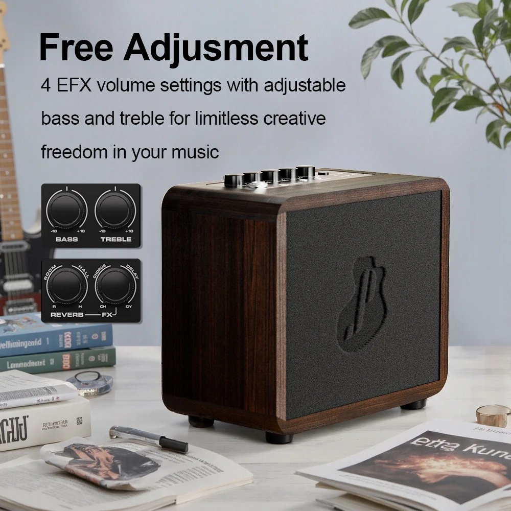 15W Mini Guitar Amp Portable Acoustic Electric Guitar Amplifier Rechargeable Practice Amp with Reverb Chorus Delay
