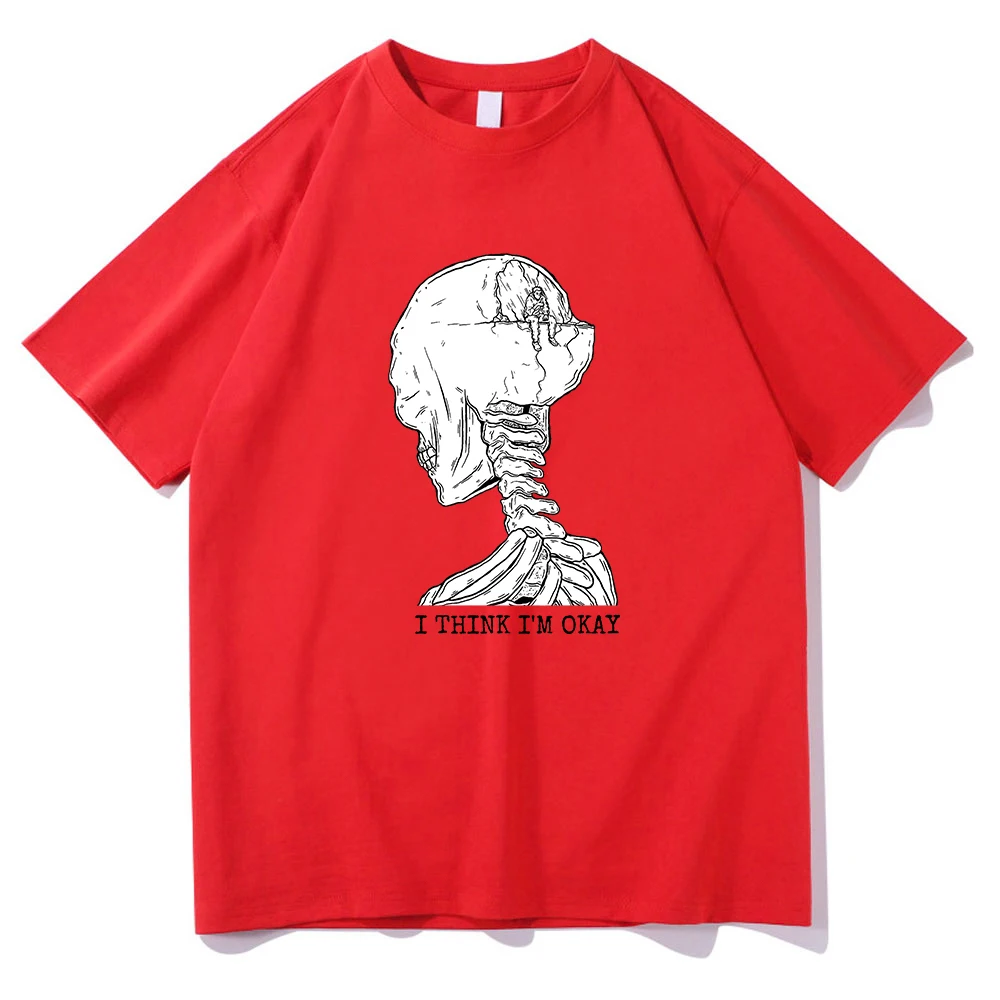 hin Gun Klly T-shirts Ik denk dat ik OKAY ben Mn/Womn Kleding Asthtic Tops Katoenen T-shirt Vintage Unisx Strtwar_voghion.com