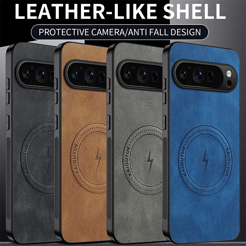 Leather Magnetic Phone Case with MagSafe Wireless Charging Compatibility