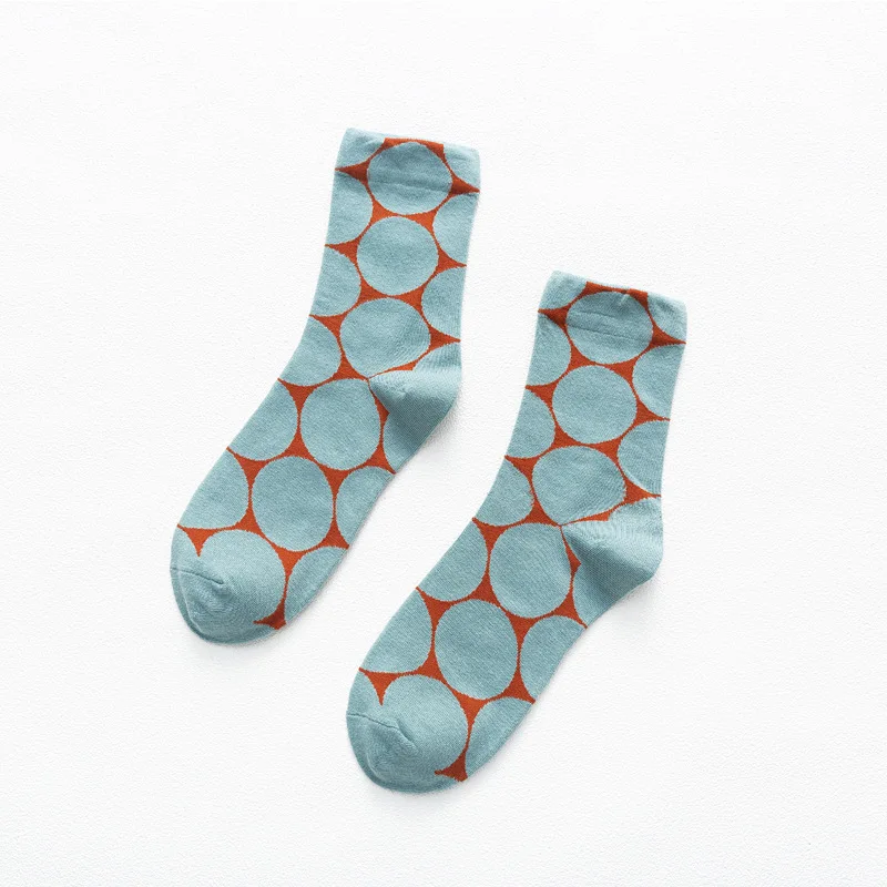 1/5 Paar Frühlings-Herbst-Socken für Damen, lässig, bequem, Punkte, einfache kontrastierende Farben, niedliche mittellange Socken, modische Socken – Detail 10