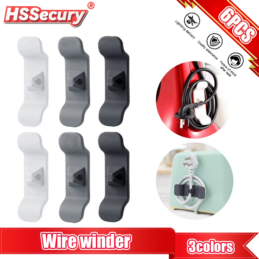 Cable Organizer 1/6Pcs Cord Wrapper Hooks Clip Cable Wire Organizer Kitchen Appliance Wire Winding Protection Household Appliances Cable Winder