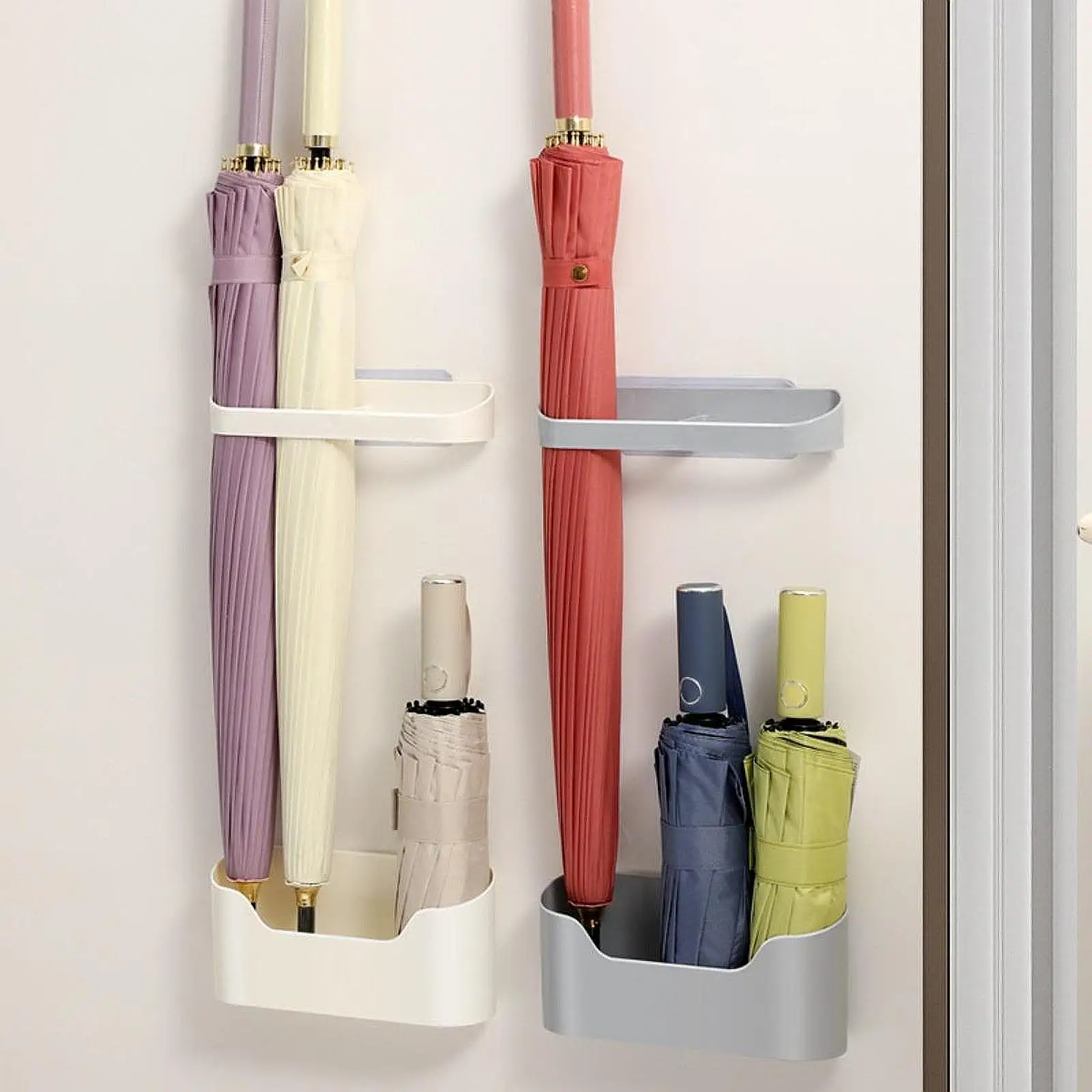 Umbrella Stand Holder Adjustable Wall Hanging Storage Shelf Long Umbrella Folding Bracket for Home Office Door Entryway