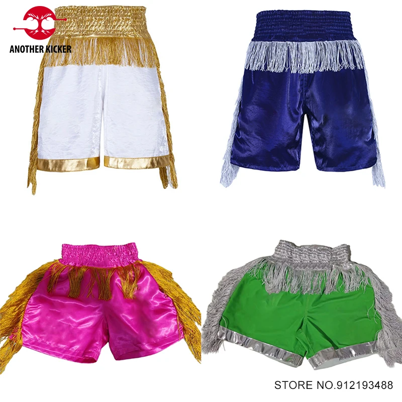 

Boxing Shorts Men Women Kids Muay Thai Shorts Tassels Combat Grappling Kickboxing Cage Fighting Pants Martial Arts MMA Clothing