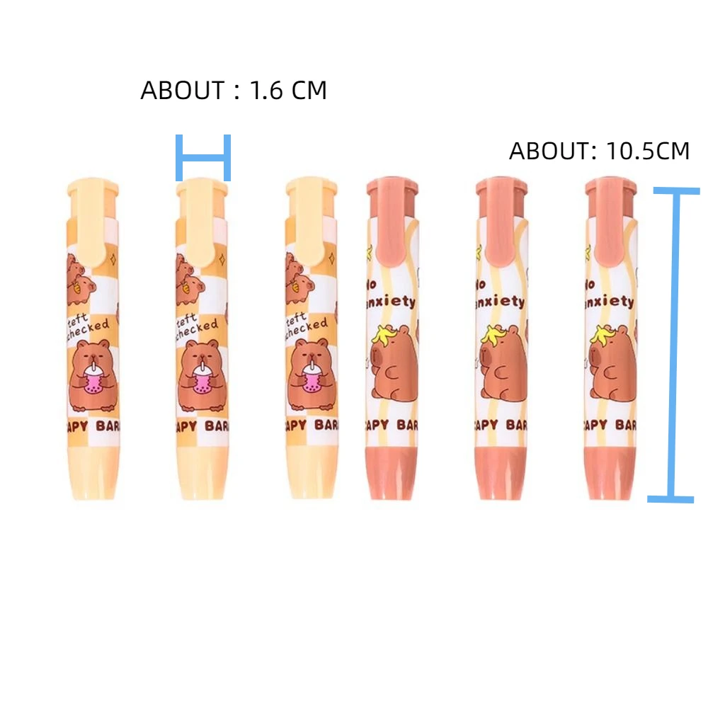 1PC Cartoon Retractable Capybara Eraser Clean Stationery Pressing Pencil Eraser Soft Mechanical School Supplies