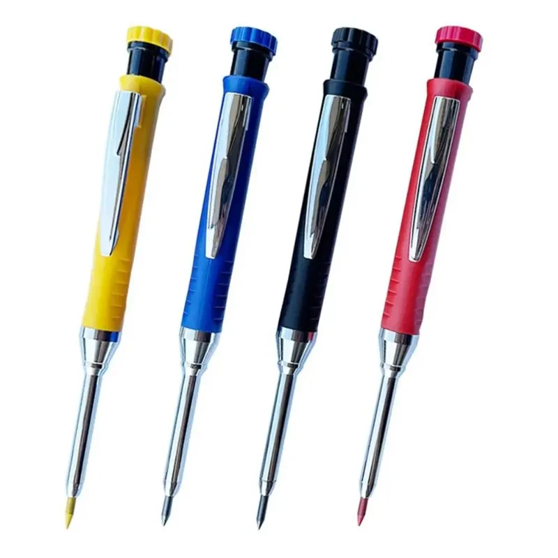 Temperamatite incorporato da 2,8 mm Matita da carpentiere solida Matita meccanica a testa lunga Strumento multifunzionale per marcatura di fori profondi per la lavorazione del legno - immagine 3