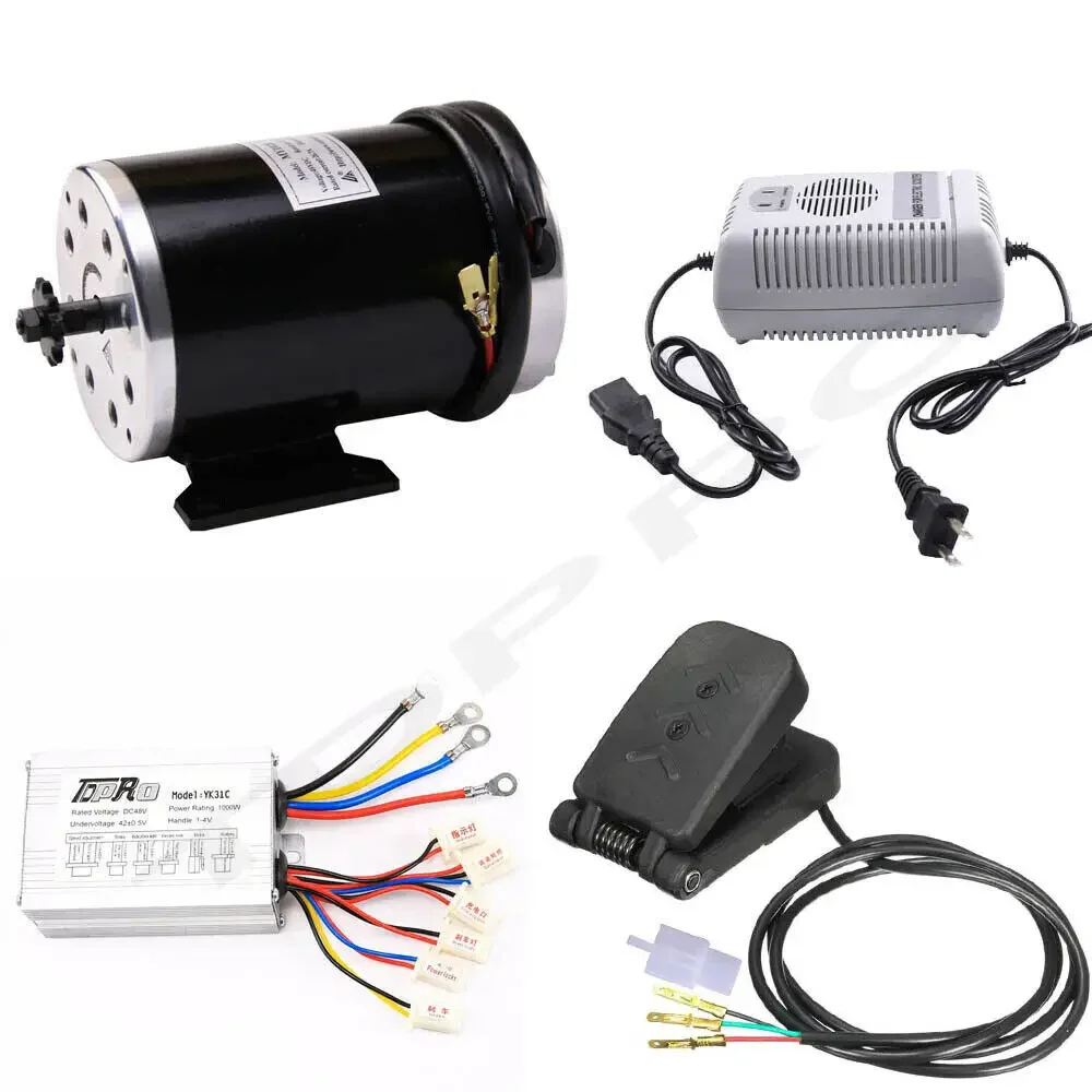 

TDPRO 48V 1000W Brushed Electric Go Kart Motor Controller Foot Pedal Charger ATV Ebike Accessories