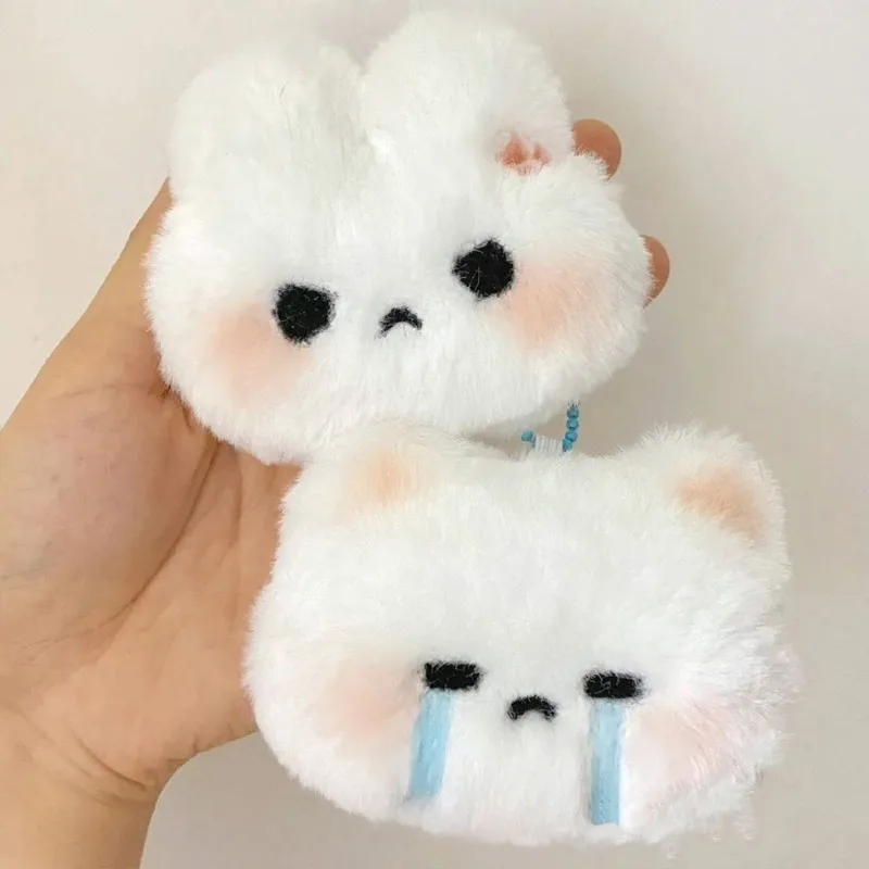Cute Plush Sweet Bunny Rabbit Keychain Y2K Creative Stuffed Animal Toy Key Chains Student School Bag Pendant Car Keyring Gifts
