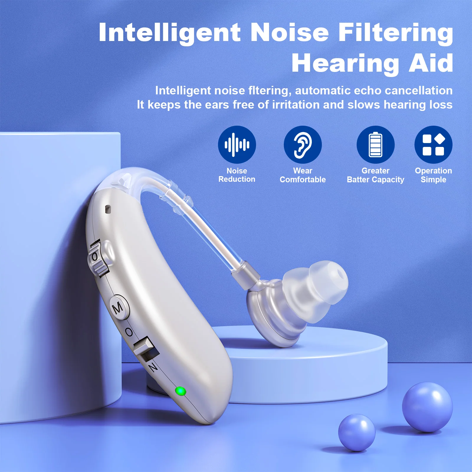 Invisible Senior Rechargeable Hearing Amplifier, Behind-The-Ear Hearing Aids, Noise Cancelling Sound Amplifier 4