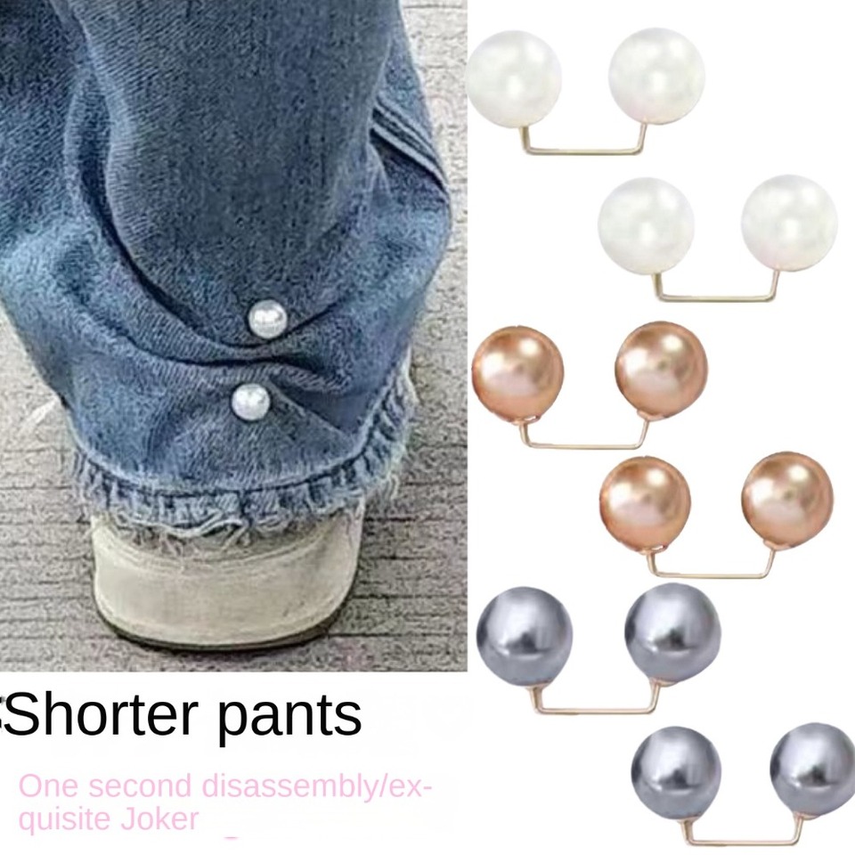 6Pcs Clothing Accessories Pearl Brooch Detachable Double Head Pin Waist Clip Convenient Jeans Ornaments Tighten Waist Button