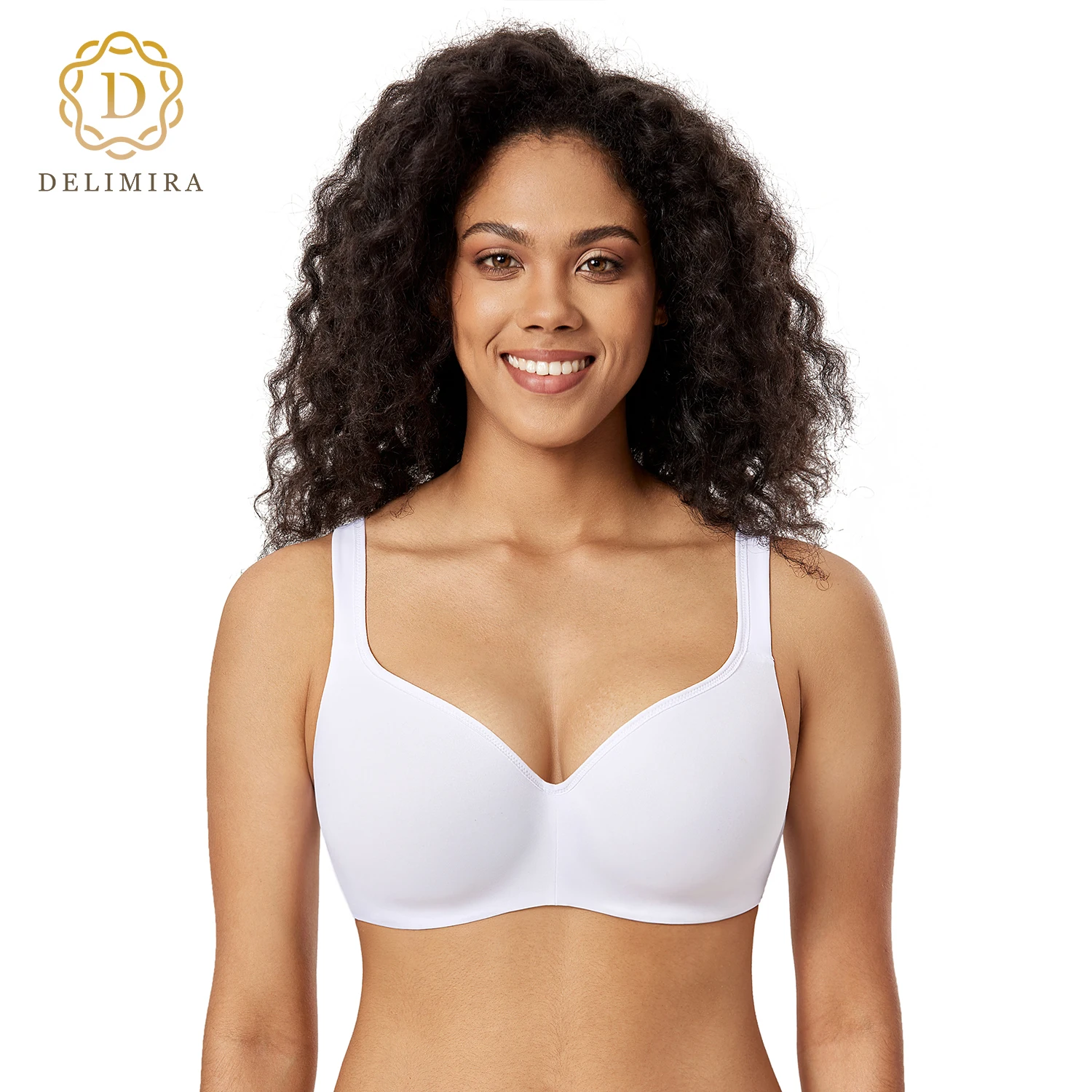Reggiseno A Balconcino Delimira Per Donna Plus Size Contour Seamless Full Coverage Supporto Con Ferretto Leggermente Imbottito T-Shirt Reggiseni D Dd 