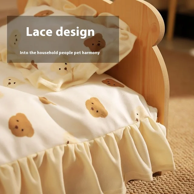 Solid Wood Cat Bed Summer Puppy Bed Removable Mat Washable All Season Universal Cat Nest Dog House Pet Supplies 6