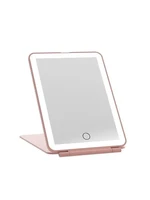 LED Foldable Travel Makeup Mirror 3 Colors Light Modes USB Rechargeable Touch Screen Portable Tabletop Cosmetic Mirror 2