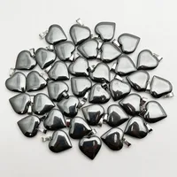 fashion new Good quality Natural Hematite gem Stone heart Pendant necklace Jewelry Making Charm accessories Gift 1