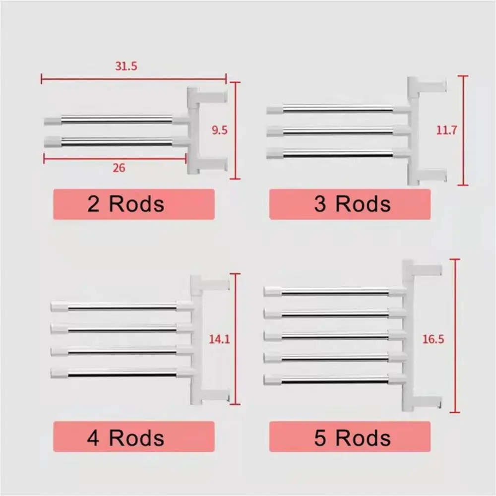 Towel Rack Towel Rack Bathroom Accessories Rotatable Towel Holder Space Aluminum PP 2/3/4/5/6/7/8-Bar Hanging Wall Mounted Hanger towel rack