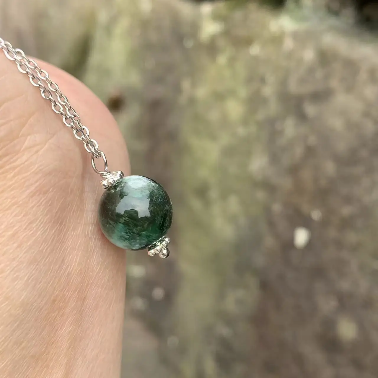 10MM Natural Rare Green Lepidolite Monet Garden Pendant Necklace Fine Jewelry Stones Healing Energy Gift Lucky Jewelry