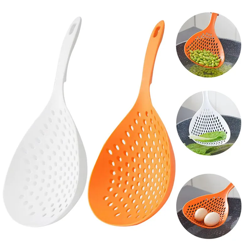 

Kitchen Gadgets Strainer Scoop Ergonomic Design Noodle Spill Spoon Strainer Drain Colander with Handle