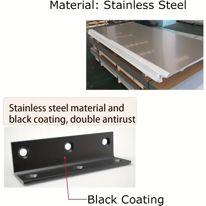 Heavy-Duty Black Stainless Steel L-Shaped Corner Bracket