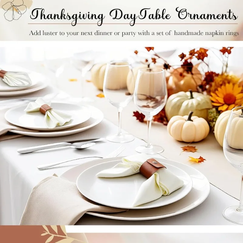 Artificial Leather Napkin Rings Ideal for Table Decoration in Home Kitchen Holiday Thanksgiving Restaurants Cafes and Hotels