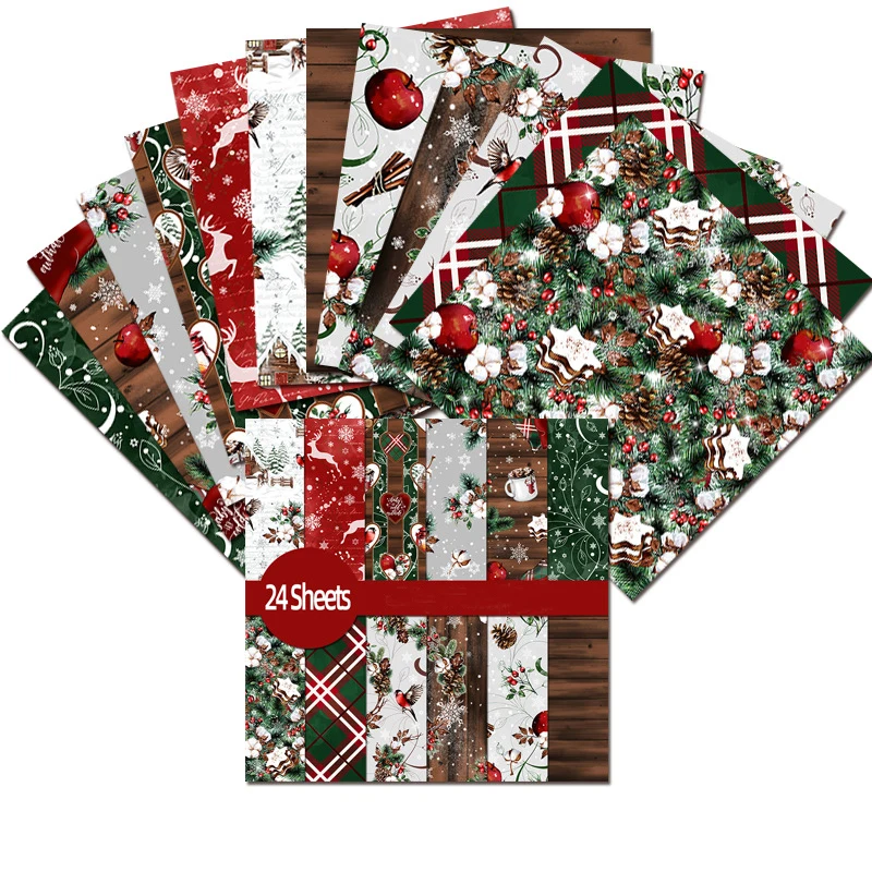 

Бумага для скрапбукинга с рождественским принтом, 24 листа 6 дюймов 6 дюймов