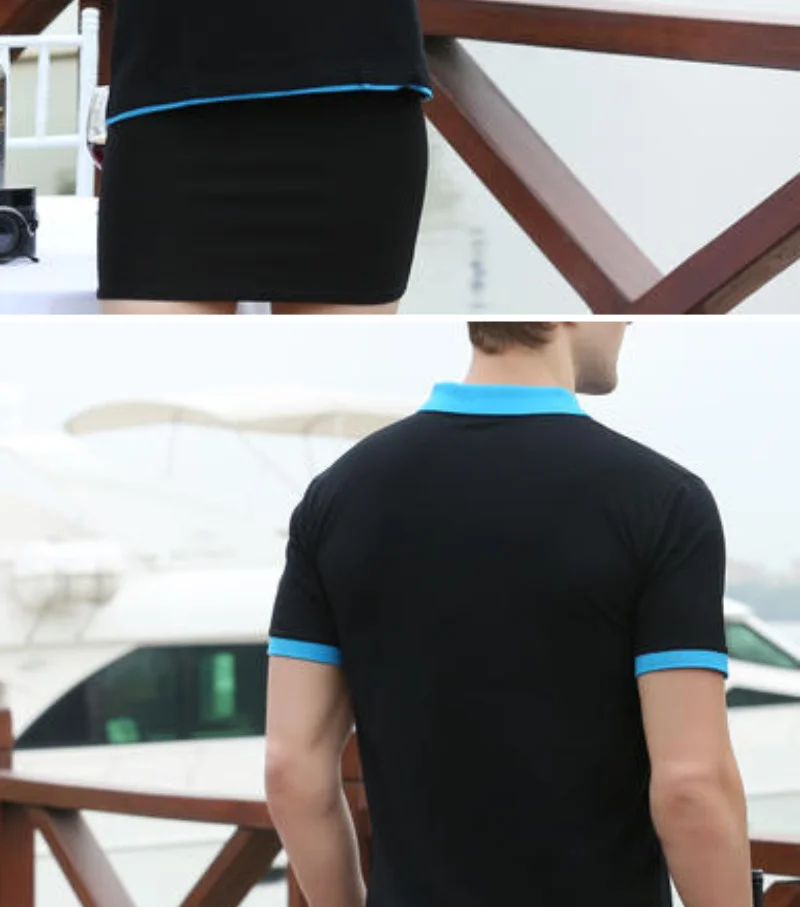 Kontrast farbe Revers kurz ärmel iges Polos hirt modische personal isierte Knopf Sommer Top vielseitige lässige Herren bekleidung – Detail 5