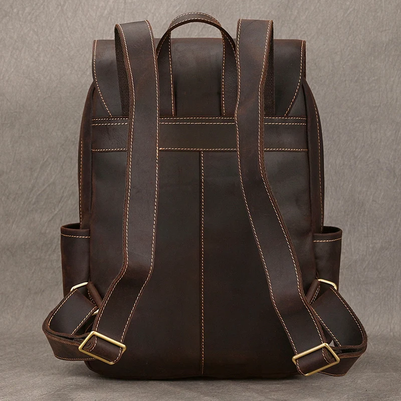 Fashion Leather Backpack Men Male Laptop Backpack For 15.6 Inch ComputerTravel Backpack Men's Leather Bagpack School Daypack Men 3