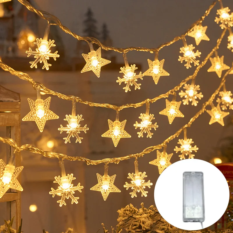 

1.5M LED Star String Lights Christmas Garland Curtain String Fairy Lamps Battery USB Powered Xmsa Wedding Party Decoration 2023