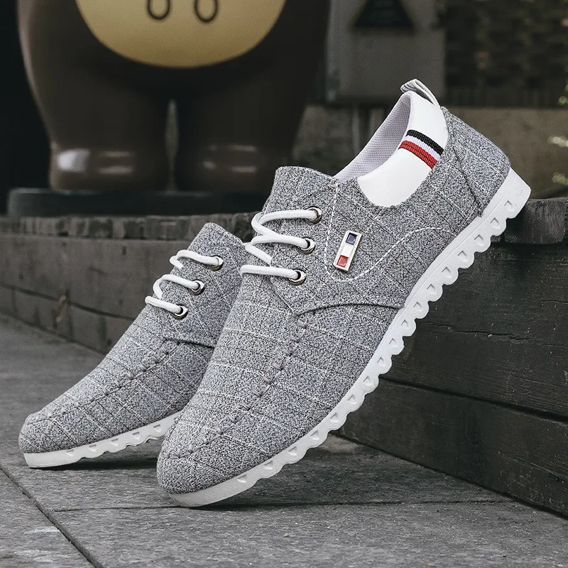 Men's Canvas Shoes Comfortable Vulcanized Shoes Outdoor Casual Flat Shoes 2023 New Lightweight Walking Shoe Zapatillas De Hombre 6