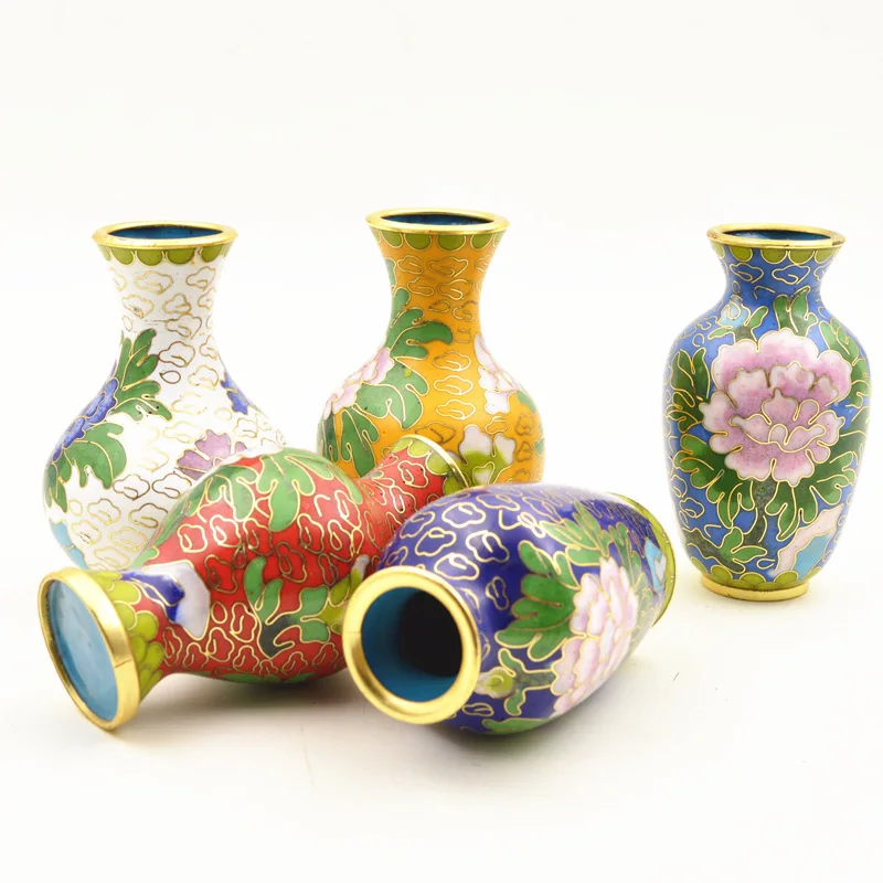 Paire De Vases Emailles Legras Decor Floral