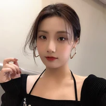 

S925 needle Modern Jewelry Geometric Square Hoop Earrings Popular Design Hot Selling Simply Metal Earrings For Women Accessories