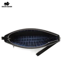 BISONDENIM-Pochette en Cuir group pour Homme, Sac à Main de Grande Capacité pour Téléphone, Marque de Luxe, Poudres, Portefeuille Souple 5