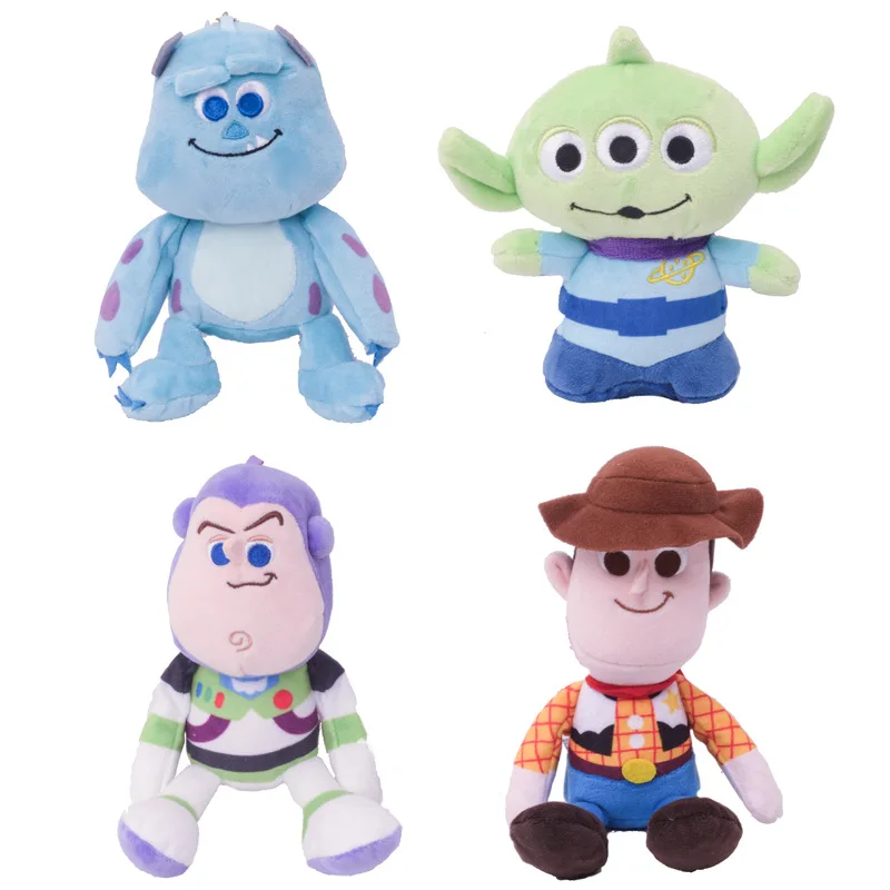 Toy Story Woody Bass Lightyear Furry Monster Three-Eyed Boy Plush Doll Small Pendant Golden Chain Plush Doll