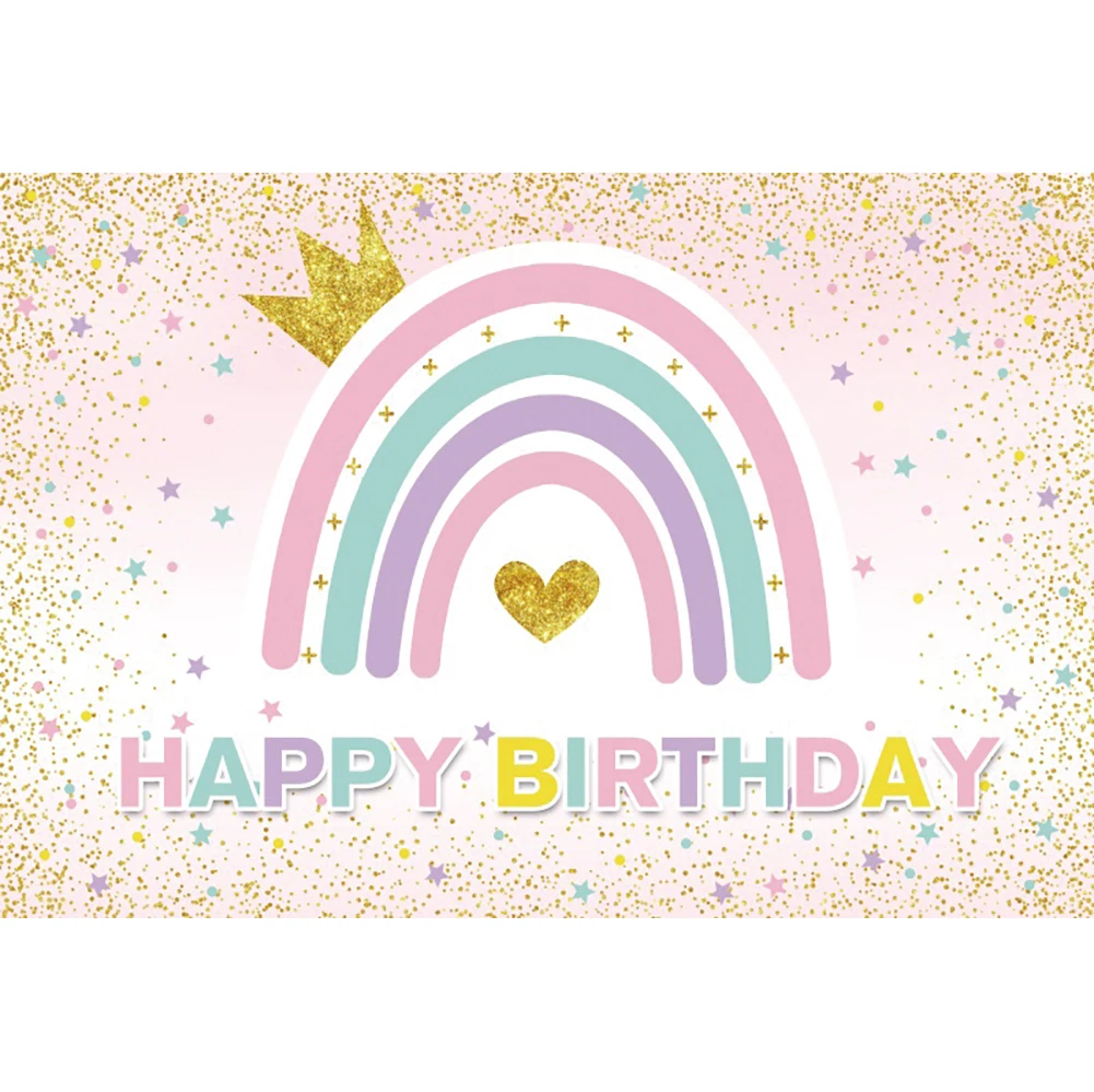 Gold Glitters Rainbow Sky Photocall Bohemia Baby Birthday Party Photography Backdrop Decoration Backgrounds Photo Studio Custom