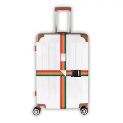 Adjustable Rainbow Luggage Packing Strap - Durable Travel Accessory (Multicolor)