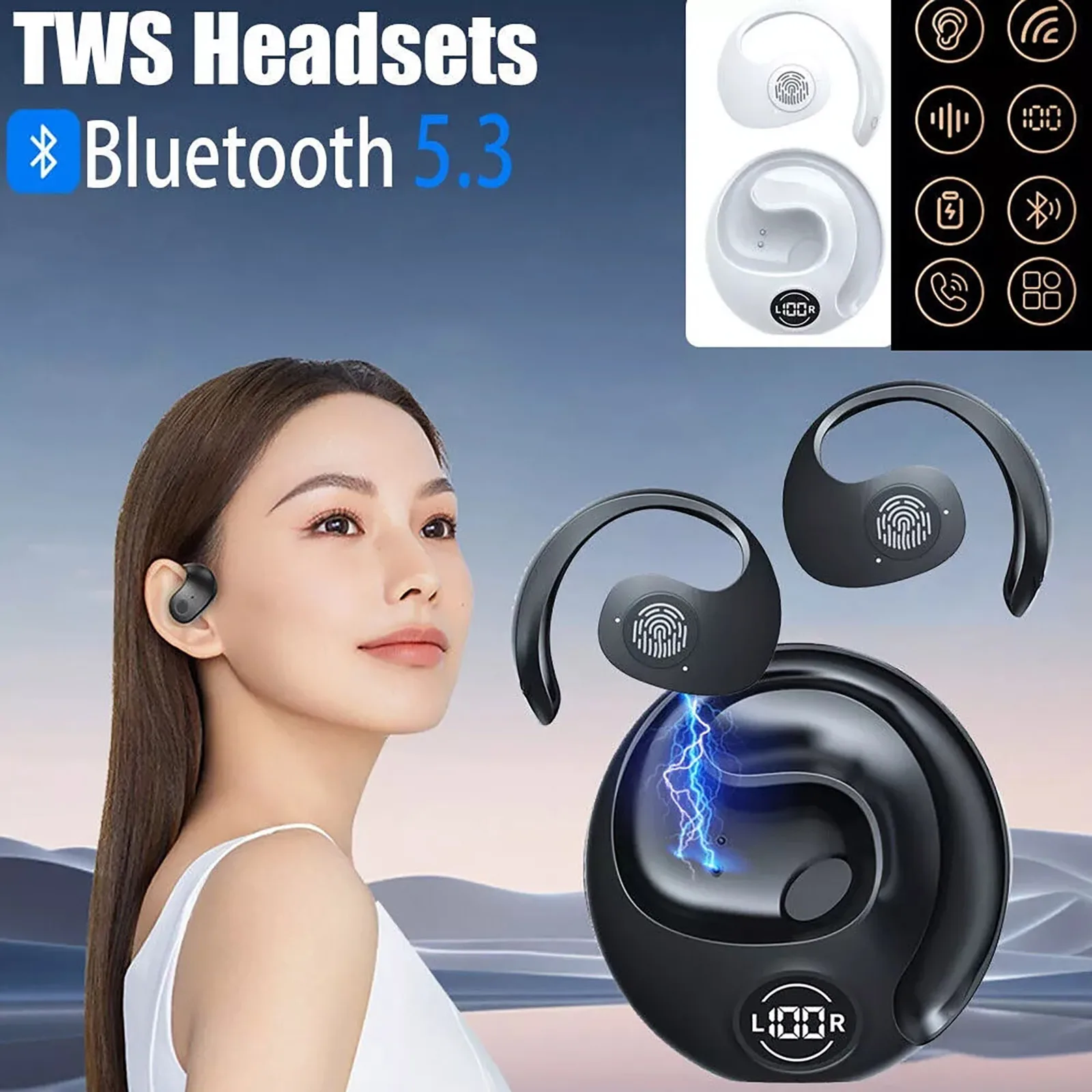 

TWS-стереонаушники с поддержкой Bluetooth 5,3 и зарядным футляром