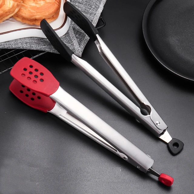 Kitchen Cooking Tongs Stainless Steel Salad Tongs BBQ Grill Tongs Silicone  Food Serving Tongs with Stand BBQ Cooking Utensils - AliExpress