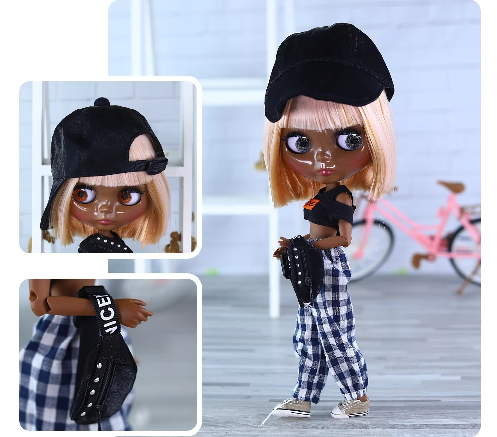 Nevaeh – Premium Custom Neo Blythe Doll with Multi-Color Hair, Black Skin & Shiny Cute Face 6