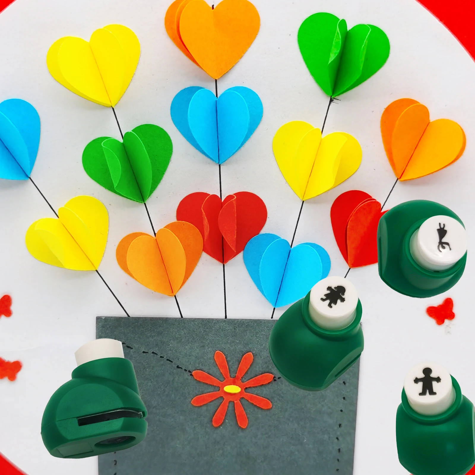 4개 미니 크래프트 펀치 세트, 4가지 패턴 테마, 스크랩북용 놀라운 컷아웃 모양, 예술 및 공예, DIY 세공품 등