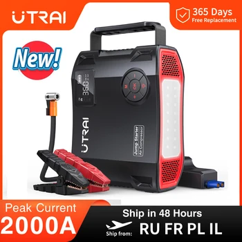UTRAI 점프 스타터 파워 뱅크, 4 인 1 2000A, 16000mAh 150PSI 공기 압축기, 타이어 펌프, 휴대용 충전기, 자동차 부스터 시동 장치