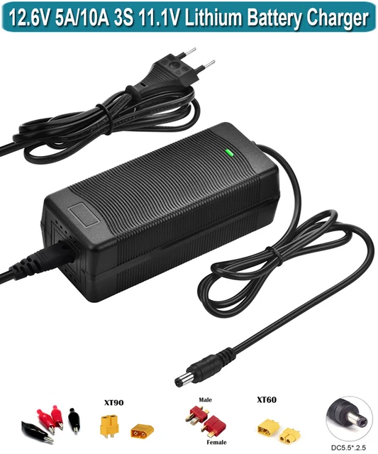 12.6V 5A Power Supply 12V 5A 12v lithium Charger Supports Fast Charging and  High AC/DC 12.6V/5A Li- ion Battery Charger